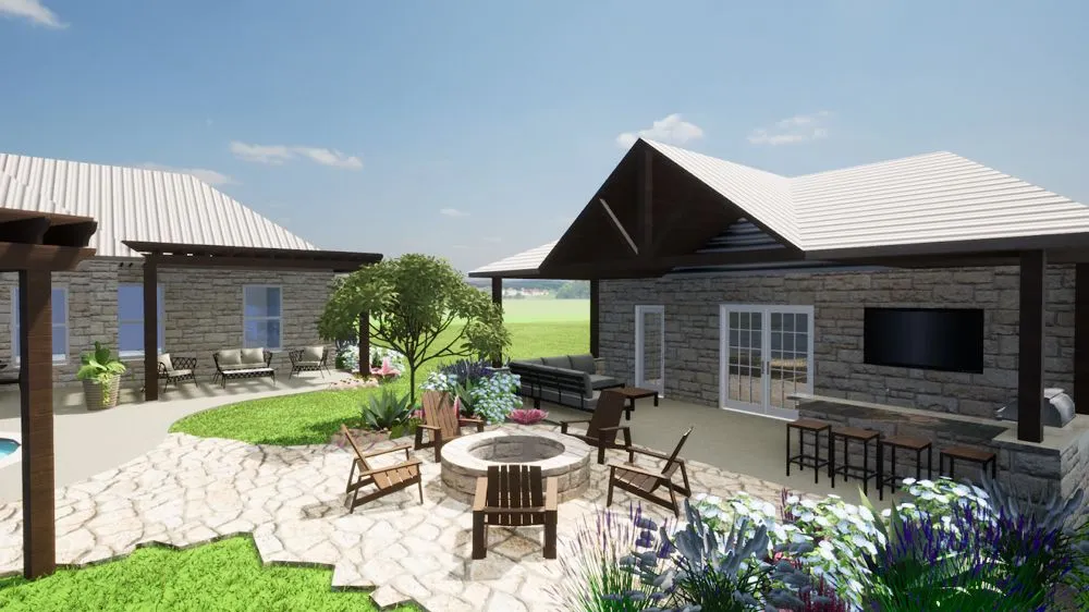 Custom garden landscaping in Floresville, TX by Landloch Studio