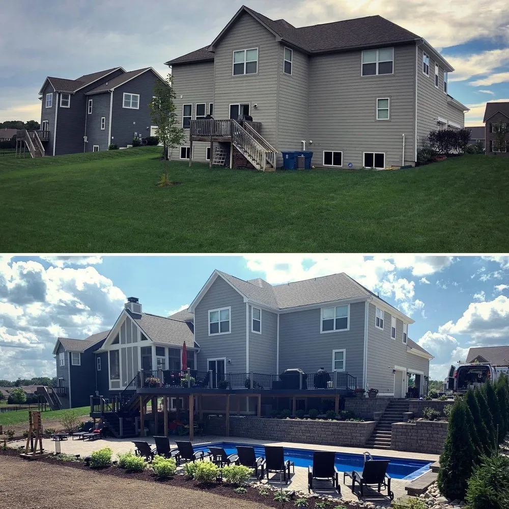 Custom lawn mowing service with custom design in McCordsville, IN by Landmark DBM