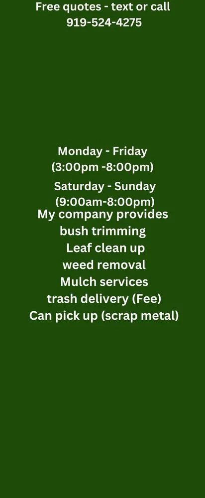 Local yard cleanup service experts serving Selma, NC - Landon Gamez