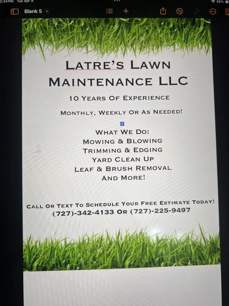 Expert yard maintenance in Pinellas Park, FL by Latre’s Lawn Maintenance