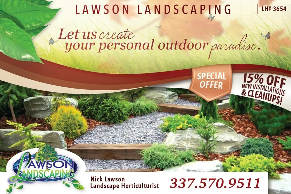 Custom landscape installation with custom design in Lake Charles, LA by Lawson Landscaping