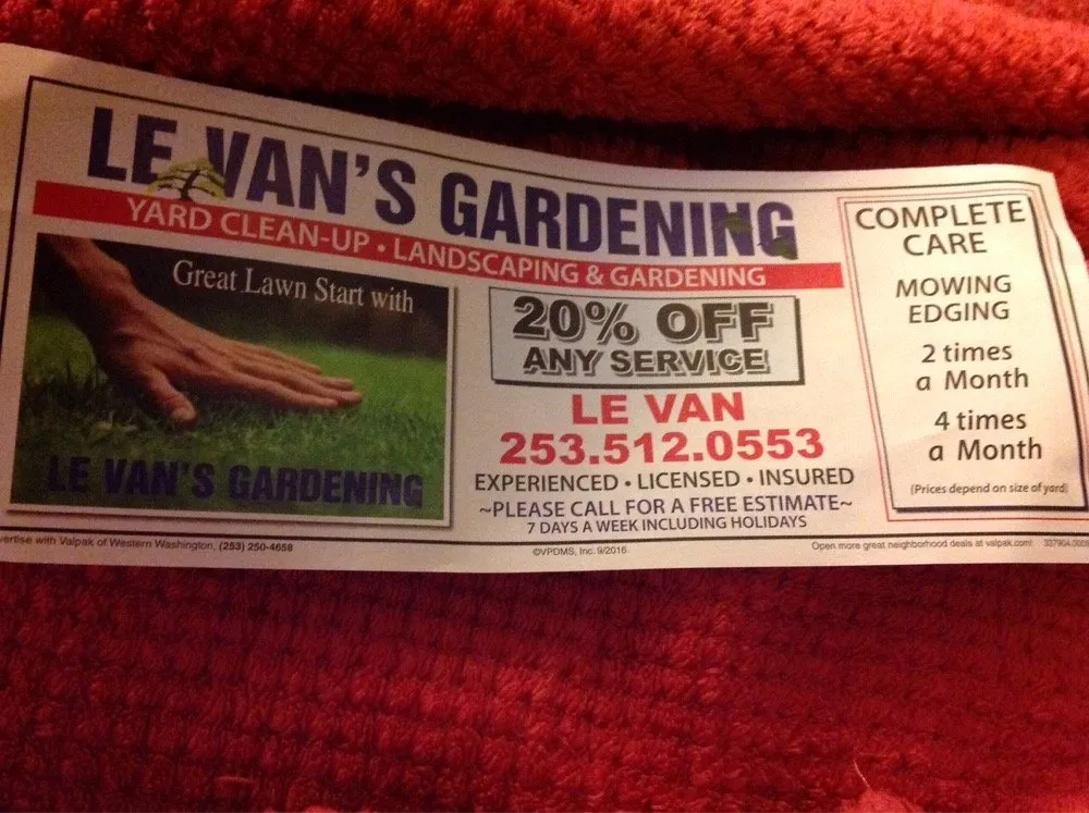 Local yard maintenance experts serving Lakewood, WA - LE Van's Gardening
