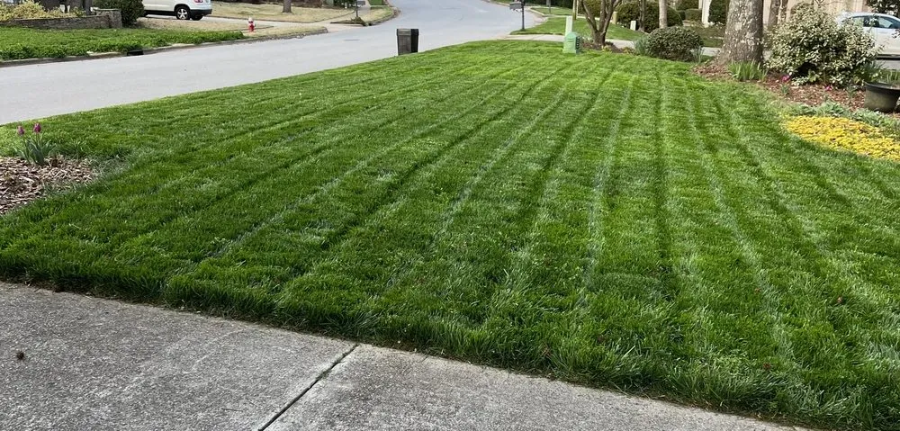 Professional lawn mowing service with custom design in Fuquay-Varina, NC by Leapfrog Landcare