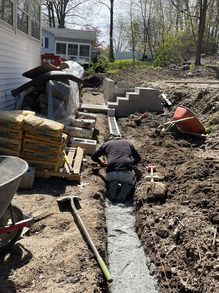 Local landscape installation in Milford, MA by Leaves Landscaping