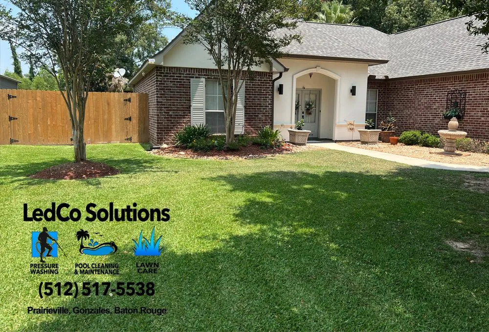 Reliable lawn mowing service with custom design across Prairieville, LA - LedCo Solutions - Outdoor Management