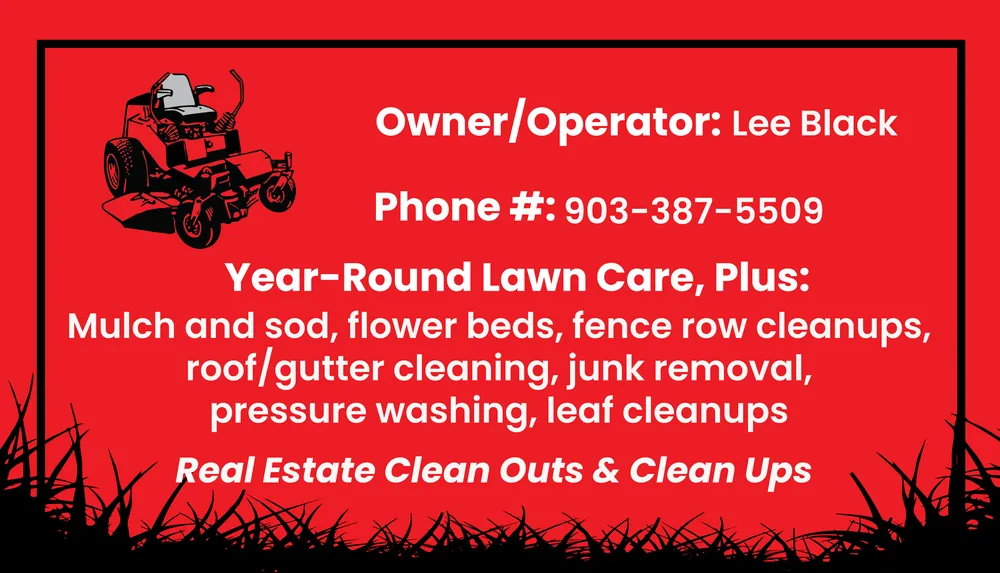 Custom yard maintenance in Gilmer, TX - Lee's Lawn Care