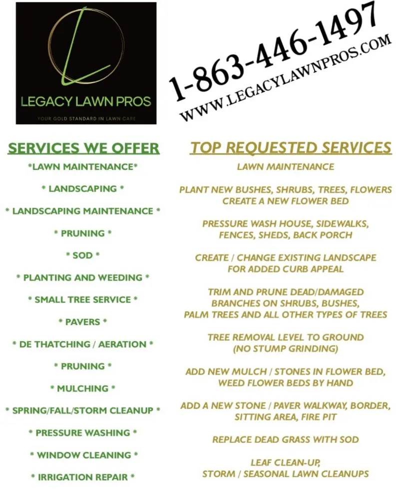 Top-rated yard maintenance in Cypress Gardens, FL by Legacy Lawn Pros