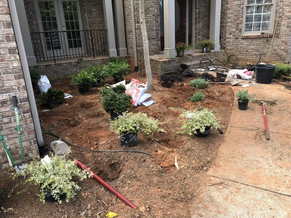 Custom garden landscaping in Acworth, GA by Legion Landscaping