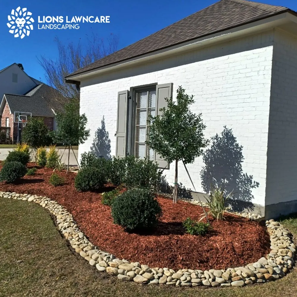 Professional landscape installation with custom design in Baton Rouge, LA by Lions Landscaping