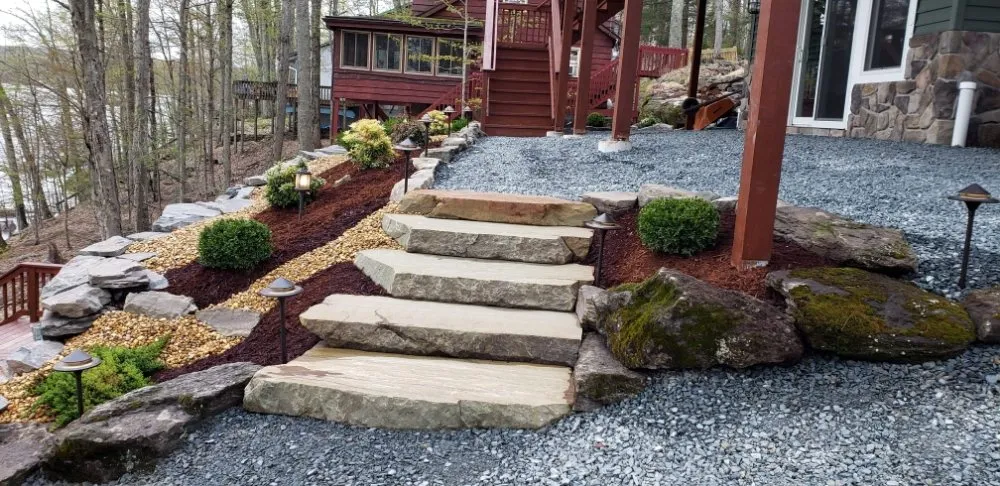 Custom garden landscaping with custom design in Lake Ariel, PA by LiveAgain Landscaping
