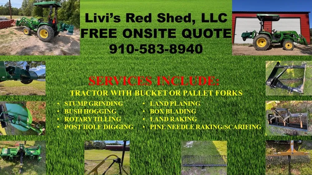Trusted landscaping services for homes in Broadway, NC by Livi’s red shed