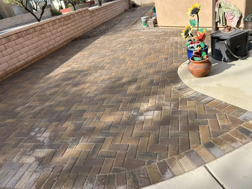 Custom landscape installation in Tucson, AZ by Long Horn Hardscaping