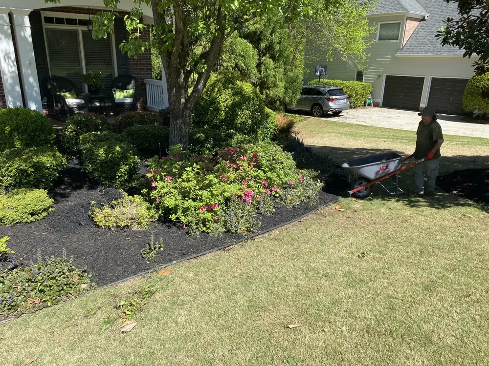 Expert outdoor landscaping for residential properties in Woodstock, GA by Lovelace Lawn Care and Landscaping
