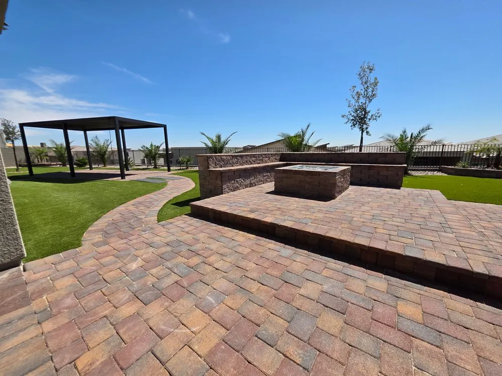 Custom landscape installation with custom design in Las Vegas, NV by LV Synthetic Grass