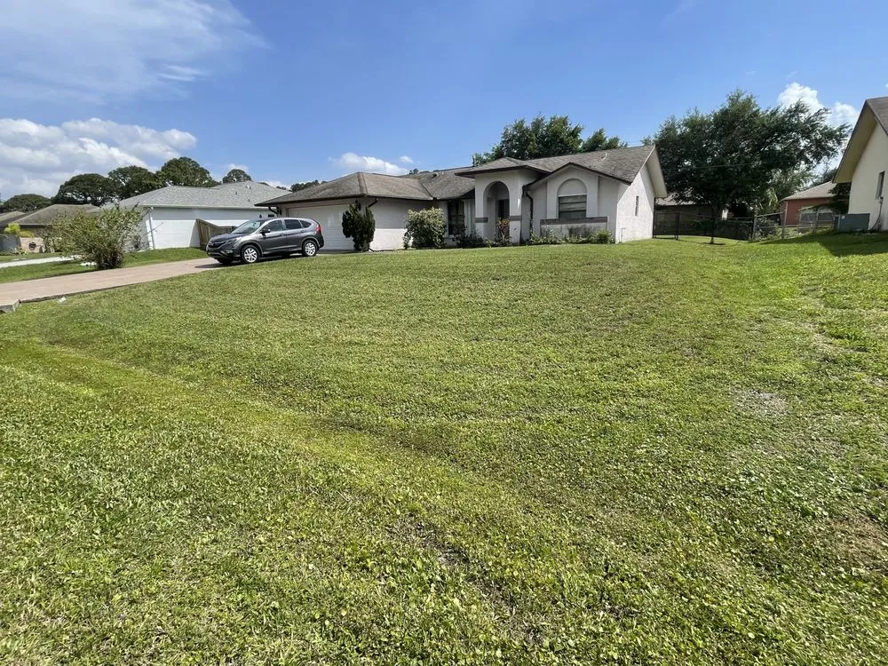 Professional landscape installation in Palm Bay, FL by M & J Lawn Care Service