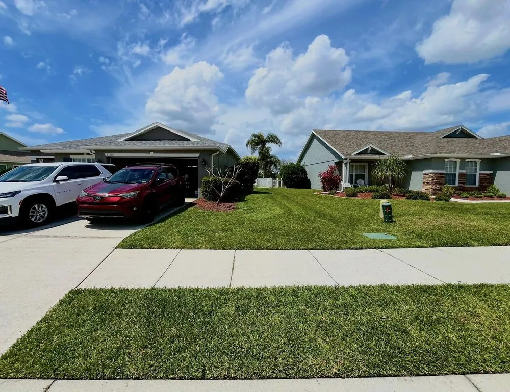 Professional lawn mowing service with custom design in Palmetto, FL by Mammothscape