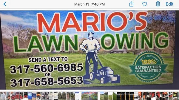 Mario's Lawn Mowing Logo