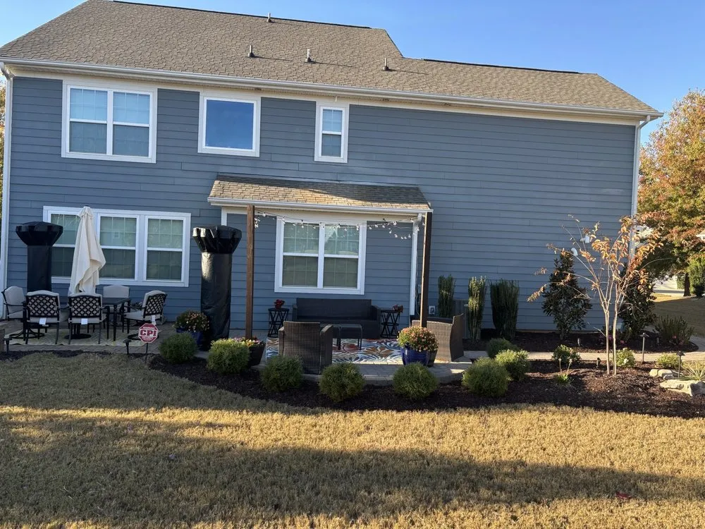 Custom outdoor landscaping in Matthews, NC by Markham Visuals