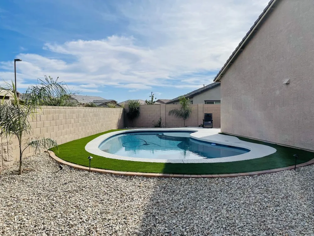 Custom landscape design for year-round maintenance in El Mirage, AZ by Martin Hardscape