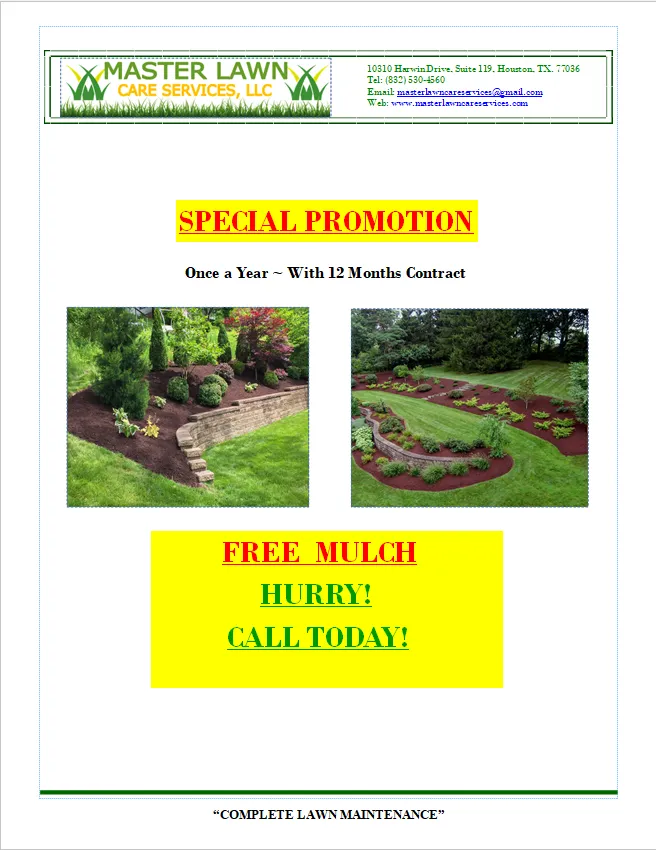 Expert lawn care service in Houston, TX by Master Lawn Care