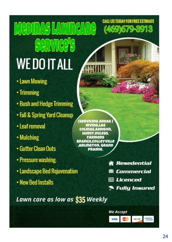 Reliable lawn care service in Irving, TX - Medina’s Lawncare Services & Junk Removal