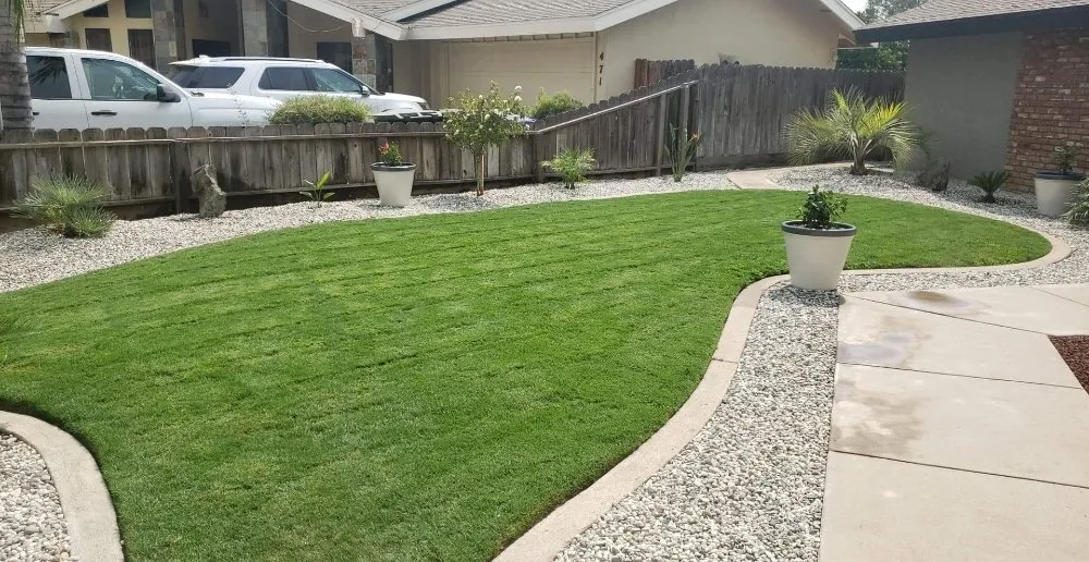 Professional landscape installation for homes in Porterville, CA by Mejias Lawn Service