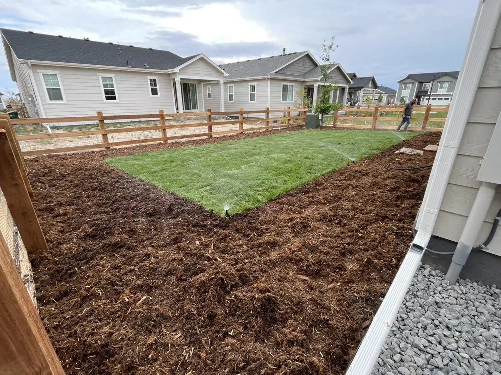 Custom garden landscaping in Watkins, CO by Mendoza Brother’s