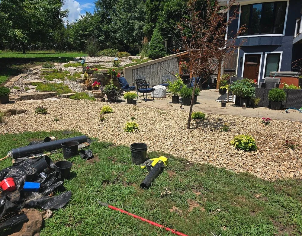 Professional outdoor landscaping in Topeka, KS by Messi Mowers