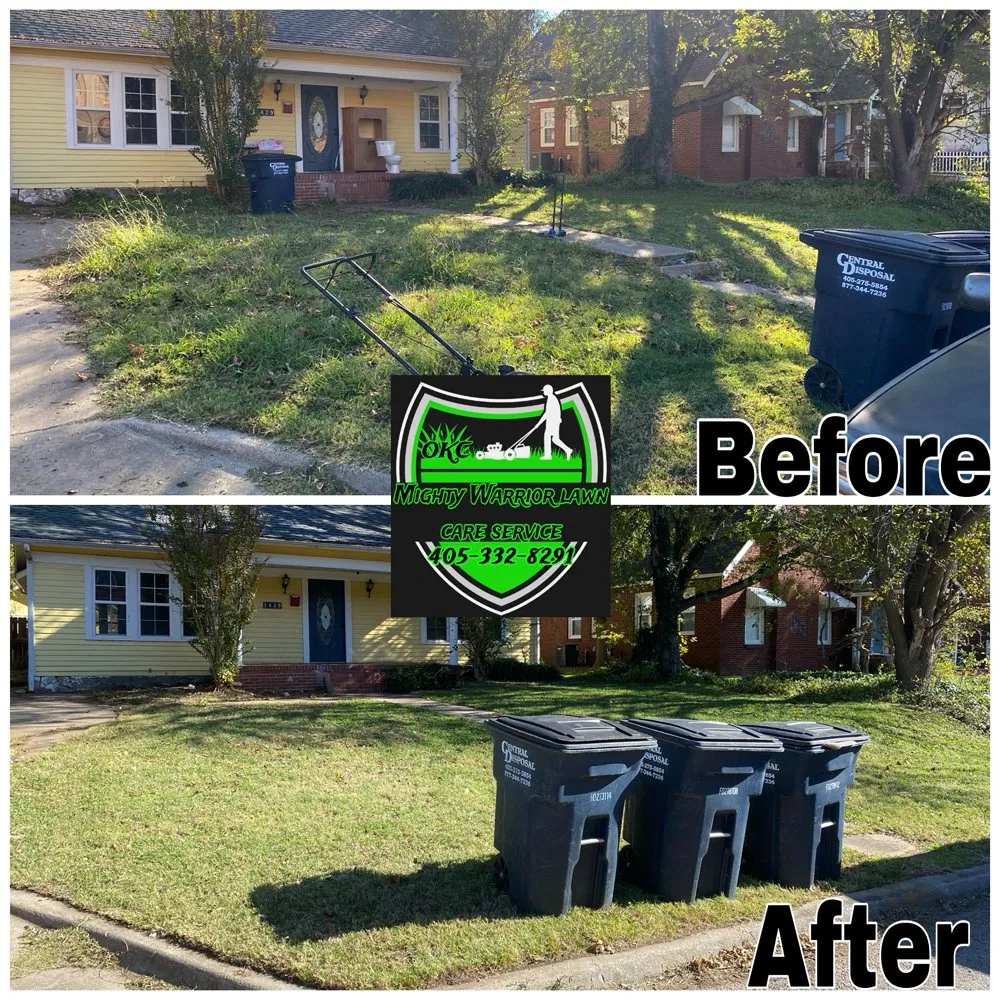 Local yard cleanup service for beautiful yards in Shawnee, OK by Mighty Warrior Lawn Care Service