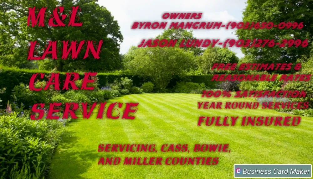 Reliable landscaping services in Bloomburg, TX by M&L Lawn Care Service