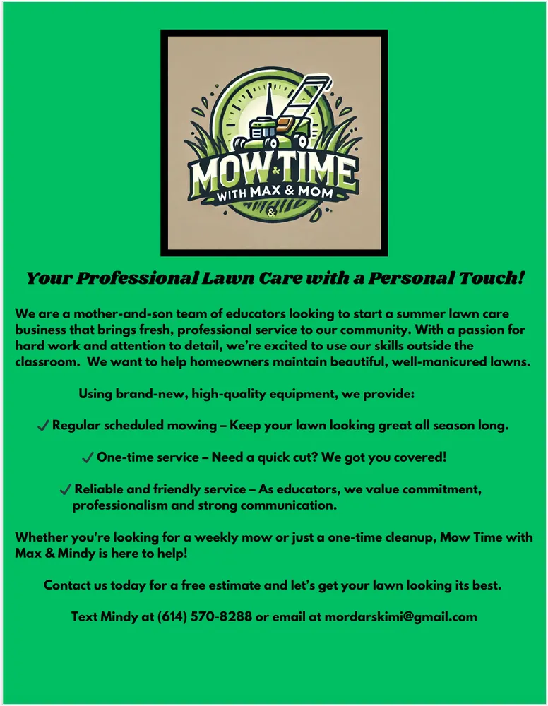 Professional landscape installation for beautiful yards in Plain City, OH by Mow & Time with Max & Mom