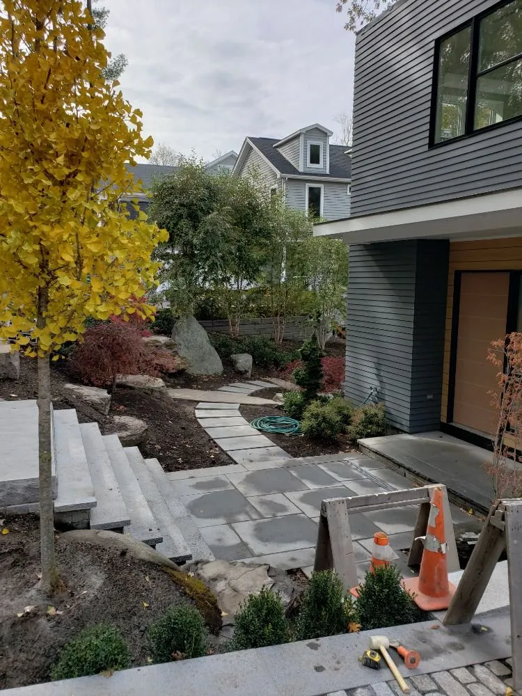 Custom lawn mowing service with custom design in Framingham, MA by MP Stoneworks