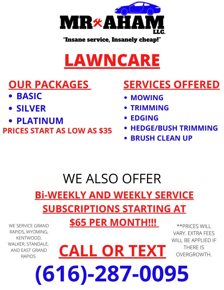 Affordable lawn mowing service in Grand Rapids, MI by Mr Aham