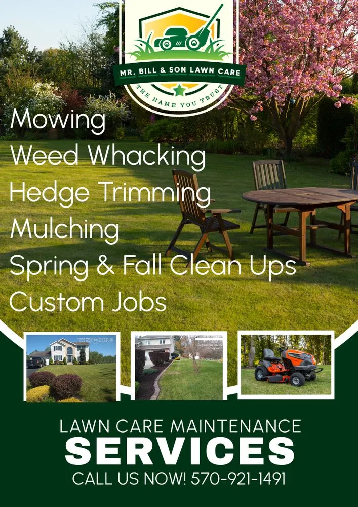 Custom lawn mowing service with custom design in South Abington Township, PA by Mr. Bill & Son