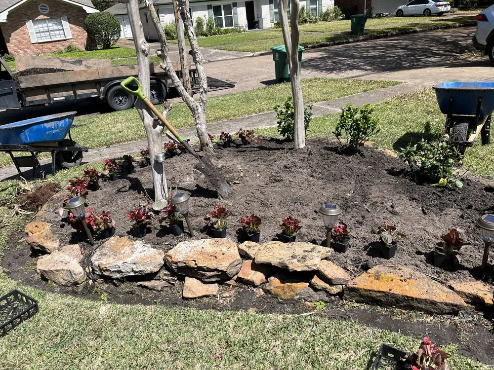 Custom residential landscaping in Stafford, TX by MR Concrete and Landscaping