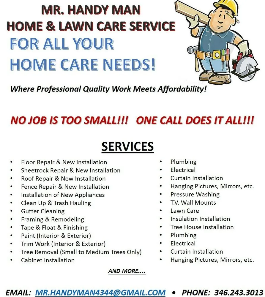 Custom yard cleanup service experts serving Houston, TX - Mr Handyman Home & Lawn Service