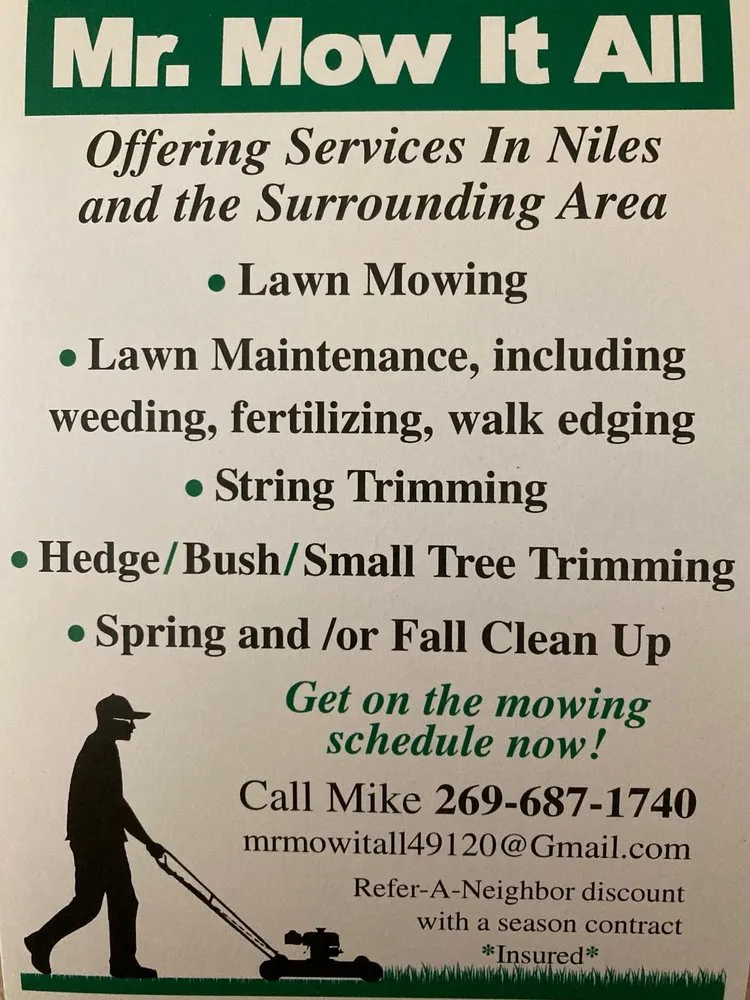 Top-rated yard maintenance in Niles, MI by Mr. Mow It All