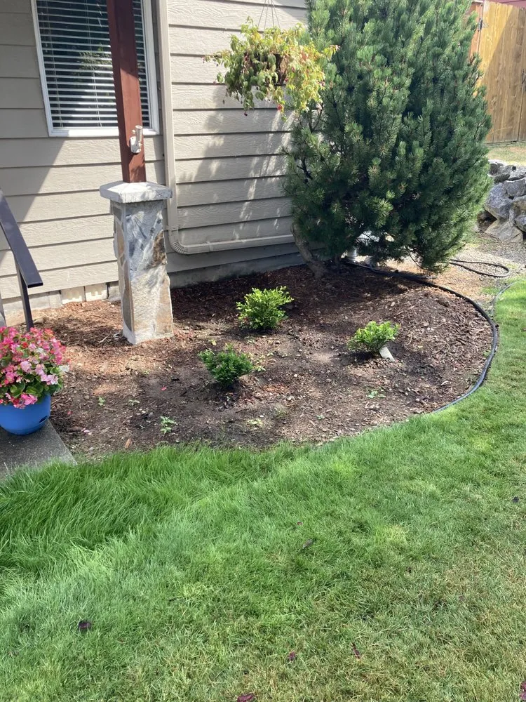 Custom garden landscaping for year-round maintenance in Lynden, WA by Muddy Buddy Lawn Care