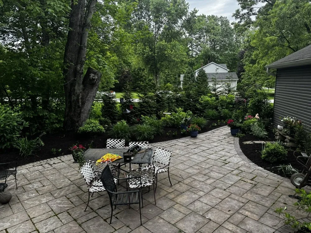 Local outdoor landscaping with custom design in Northfield, OH by Mulch Man
