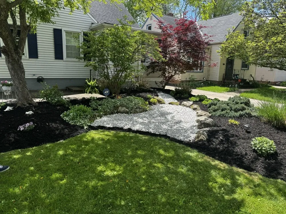 Affordable garden landscaping with custom design in Northfield, OH by Mulch Man