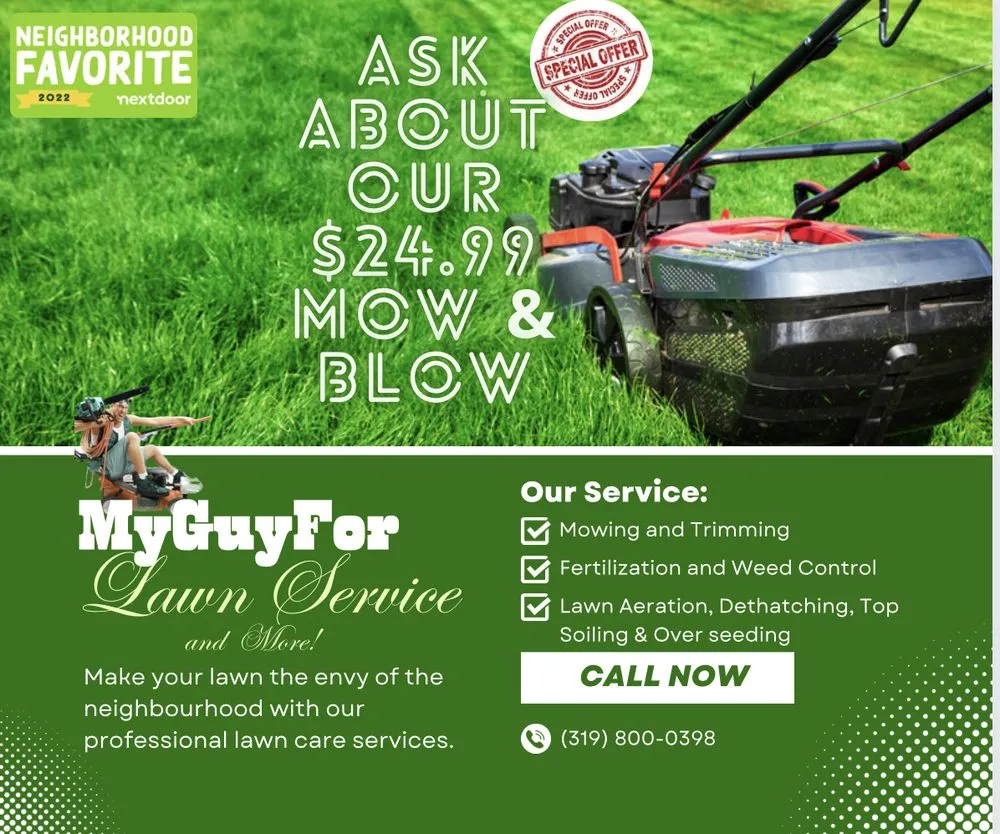 Affordable lawn mowing service for homes across Cedar rapids, IA - MyGuyFor Lawn services & more