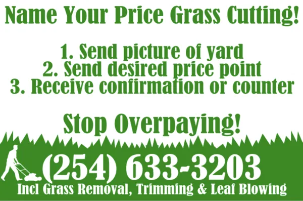 Name Your Price Grass Cutting Logo