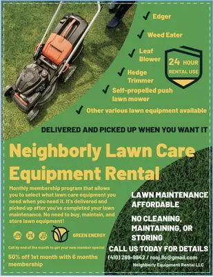 Neighborly Lawn Care Equipment Rental Logo