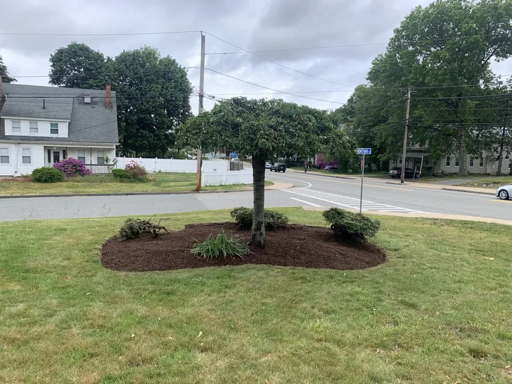 Custom yard maintenance for beautiful yards in Randolph, MA by New Beginnings Landscaping