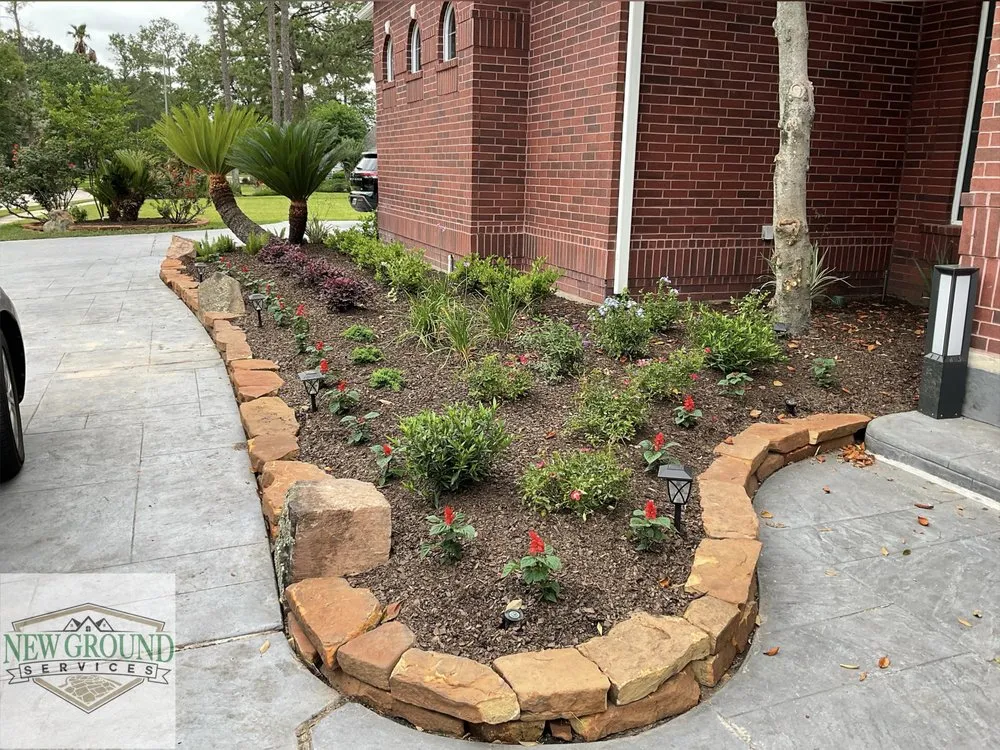 Expert lawn mowing service in Houston, TX by New Ground Services