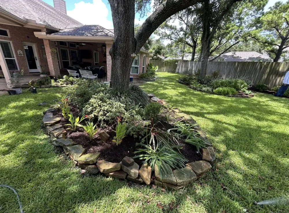 Custom landscape installation in Cypress, TX - New Horizons Nursery & Landscaping