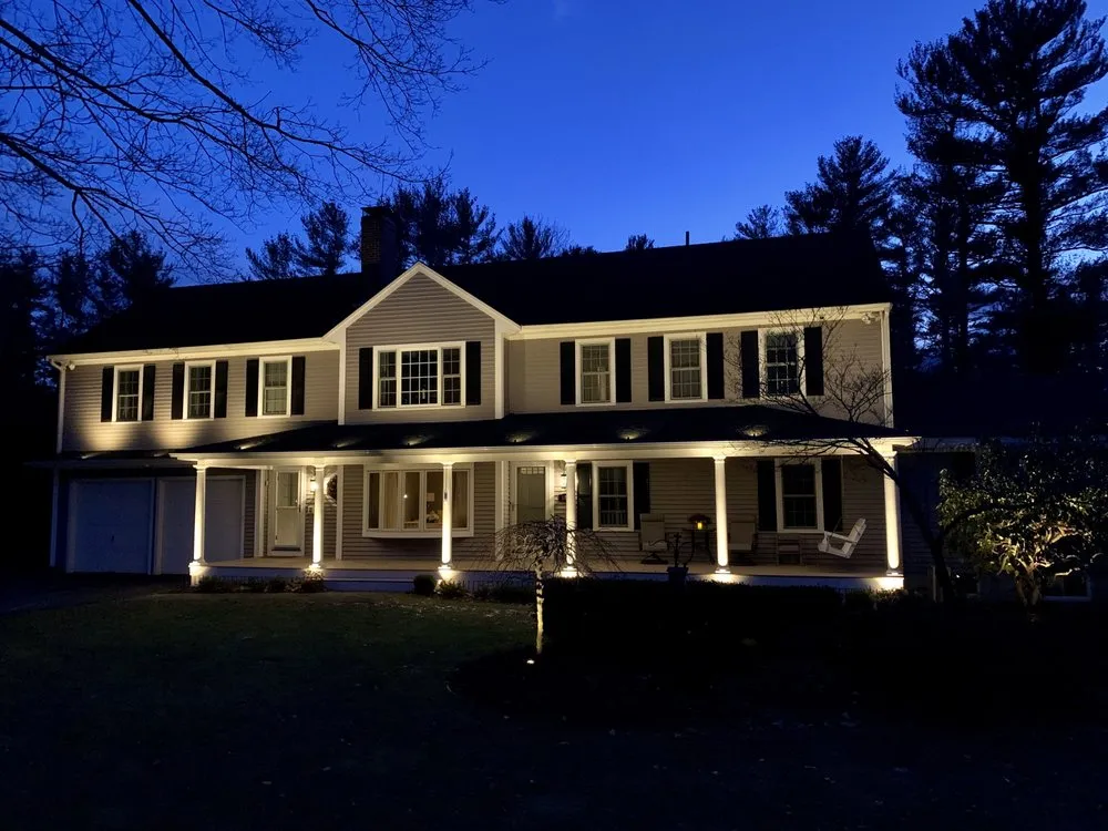 Affordable outdoor landscaping in Rockland, MA - Night View Landscape Lighting