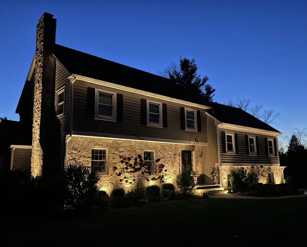 Local landscaping services with custom design across Rockland, MA - Night View Landscape Lighting
