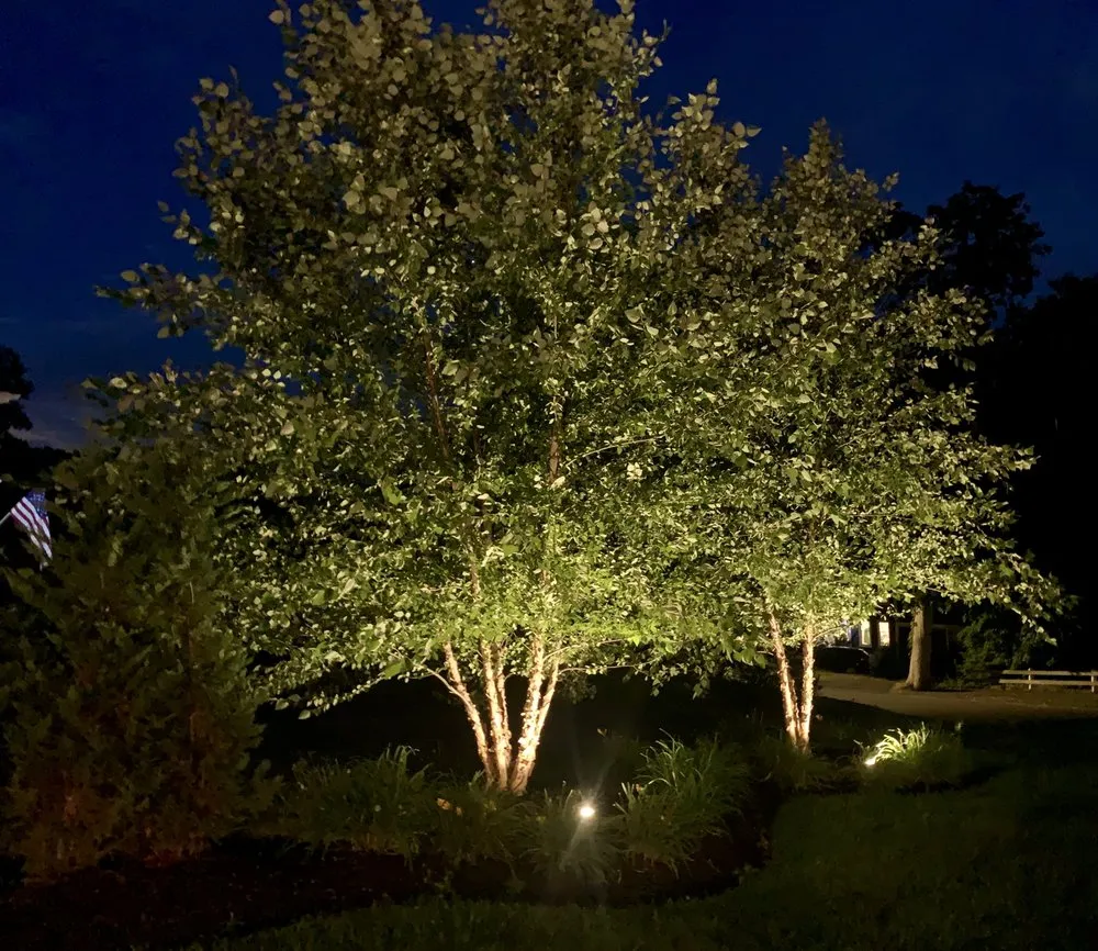 Local residential landscaping in Rockland, MA - Night View Landscape Lighting