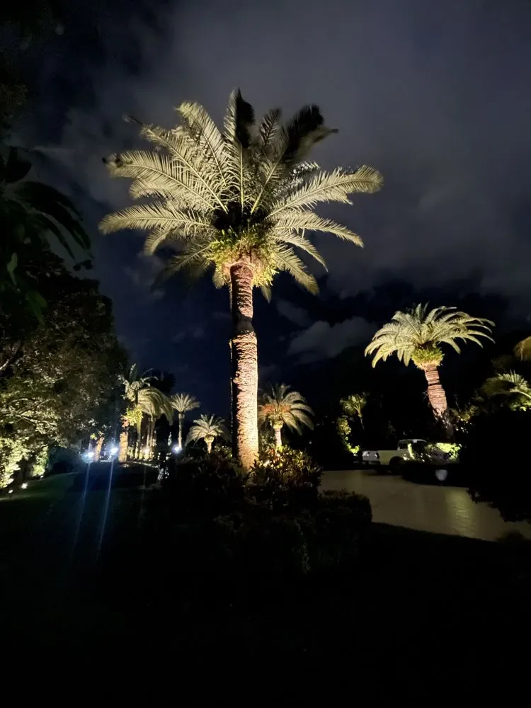 Custom outdoor landscaping in Wellington, FL by Nightlight Pros